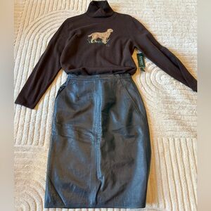 Anne Klein Leather Pencil Skirt
